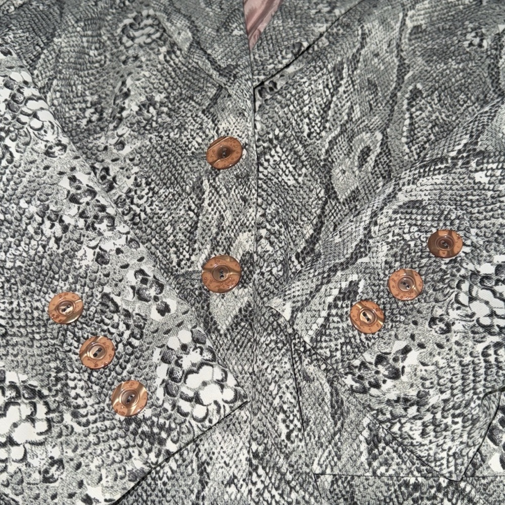 Snake Print Pattern Jacket With Shoulder Pads, Py… - image 4
